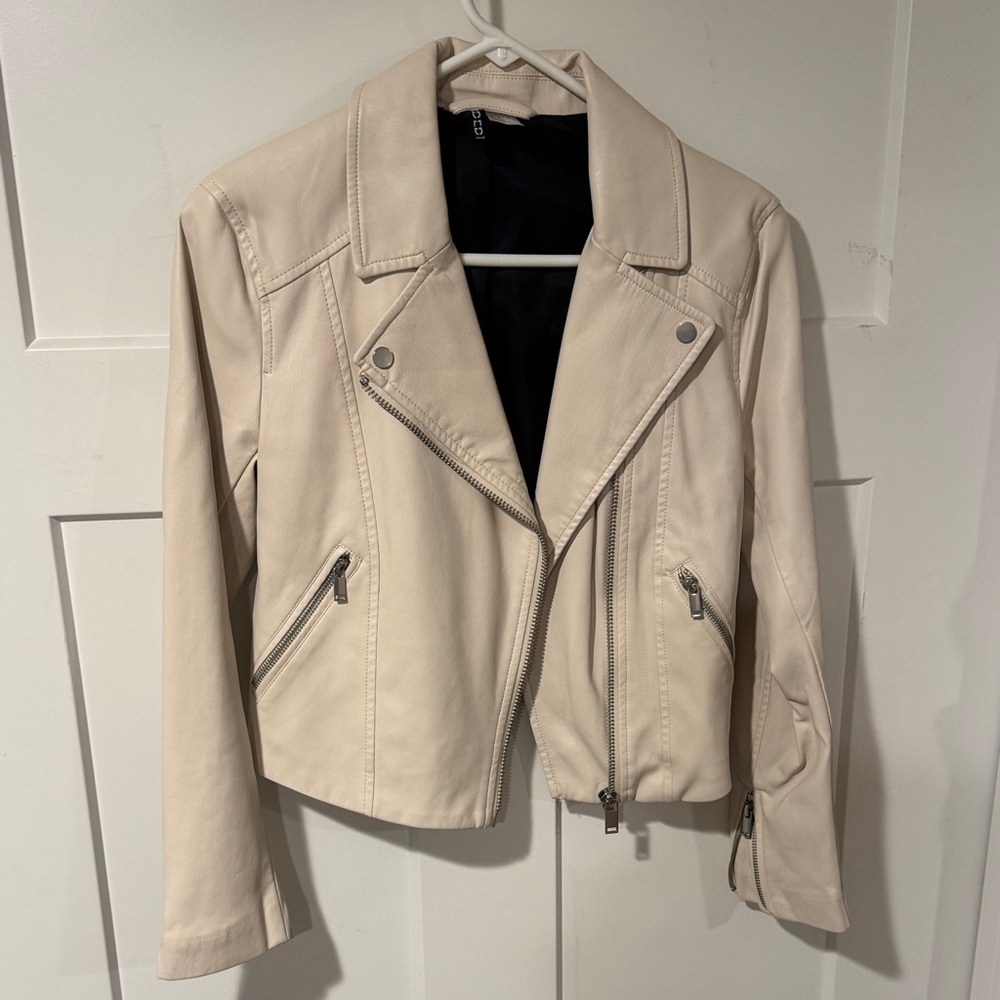 H&M Chic Cream Moto Jacket SZ 4